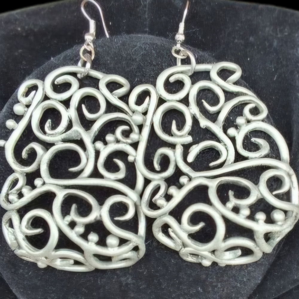 Vintage Scrollwork Statement Earrings - image 1